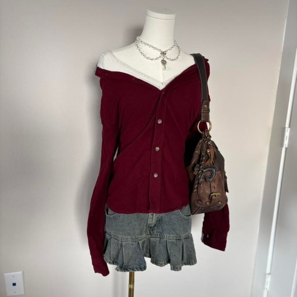 Burgundy Eddie Bauer button-down • ˚₊‧